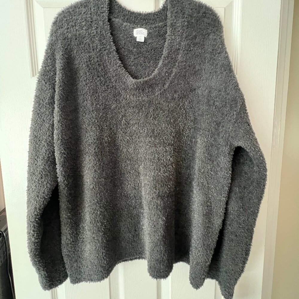 Grey Stars Above chenille sweater